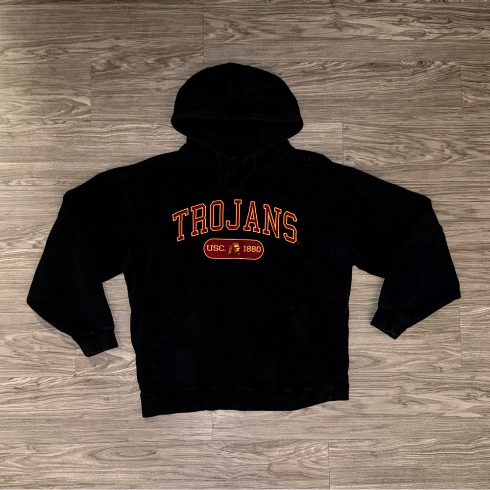 American Vintage Black Hoodie with Red and Gold Print